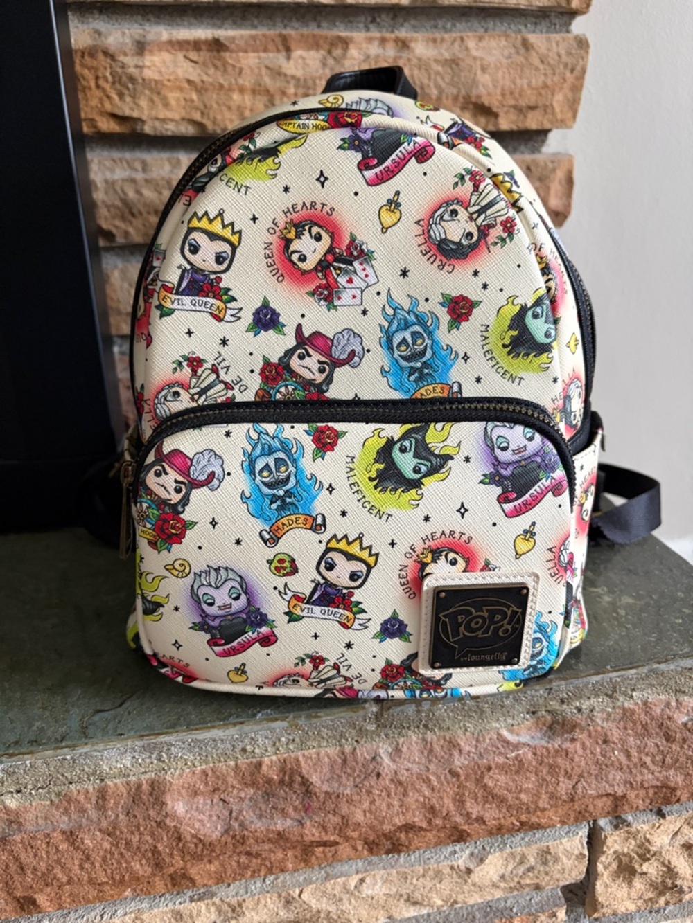 Funko POP by Loungefly Backpack – Cream with Multicolor Villain Print